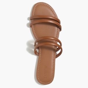 NWT J. Crew Seaside Slide Sandals in Cedar Wood Cognac Tan Brown Nude Size 8